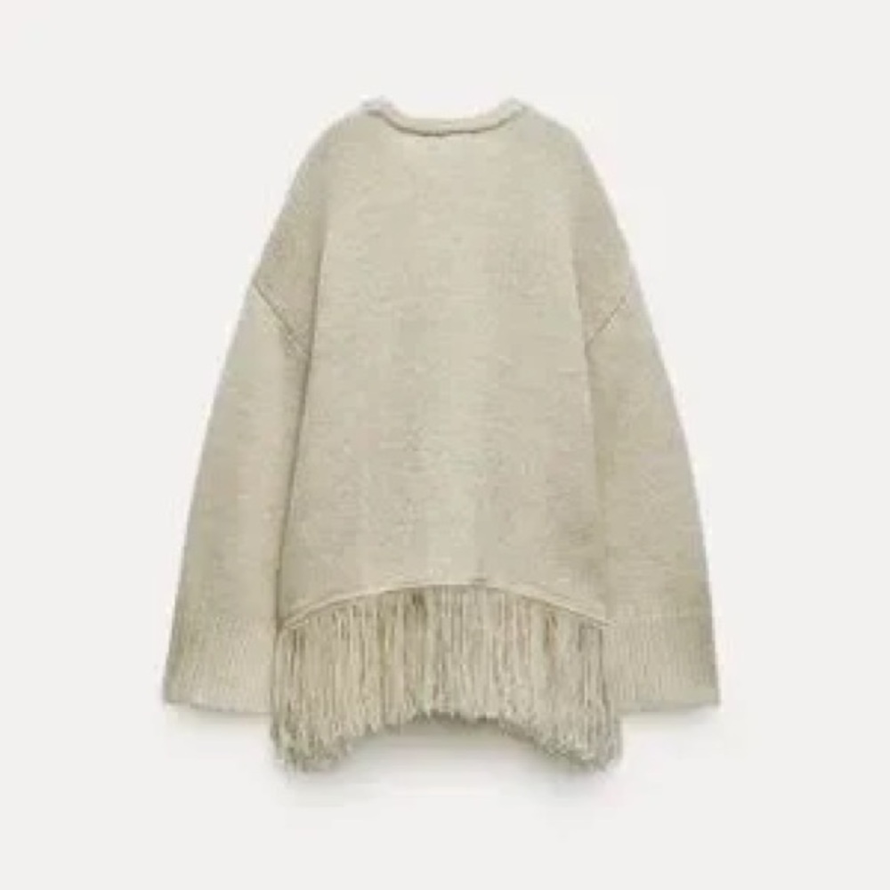 ZARA 100% Wool Bloggers Fav Fringed Sweater - Picture 3 of 11